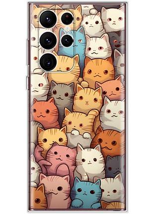 Чехол силиконовый с картинкой на samsung galaxy s22 ultra (s908) (котики)