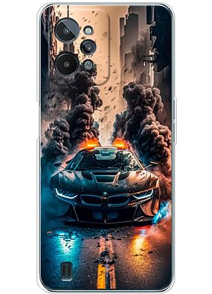 Чехол силиконовый с картинкой на realme c31 (машина bmw i8)