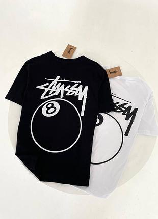 Футболка stussy 8 ball - хлопковая футболка стусси с шаром (оверсайз) білий, xl