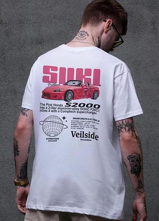 Мужская оверсайз футболка с принтом without suki white l-xl