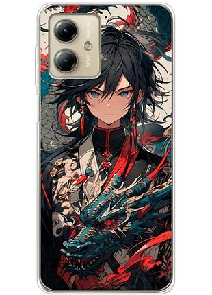 Чехол силиконовый с картинкой на motorola g14 (аниме, anime)