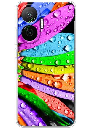 Чохол силіконовий з картинкою на xiaomi poco f7 (кольорові листки)