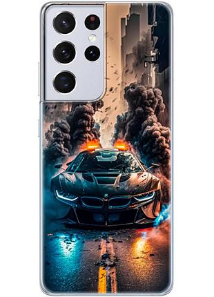 Чохол силіконовий з картинкою на samsung galaxy s21 ultra (g998) (машина bmw i8)