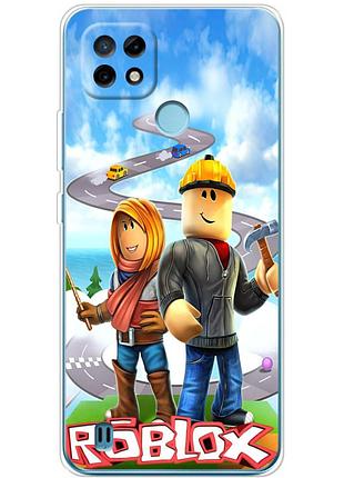 Чехол силиконовый с картинкой на realme c21 (роблокс, roblox)