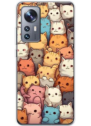 Чохол силіконовий з картинкою на xiaomi 12 (котики)