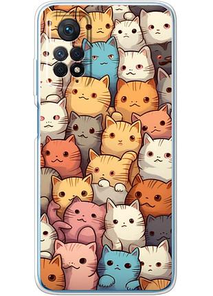 Чехол силиконовый с картинкой на xiaomi redmi note 12 pro 4g (котики)