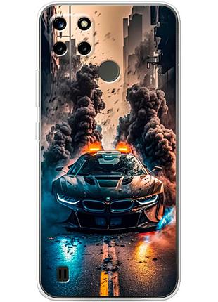 Чехол силиконовый с картинкой на realme c25y (машина bmw i8)