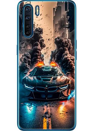 Чехол силиконовый с картинкой на oppo a91 (машина bmw i8)
