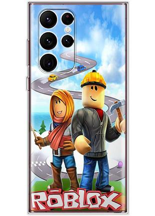 Чехол силиконовый с картинкой на samsung galaxy s22 ultra (s908) (роблокс, roblox)