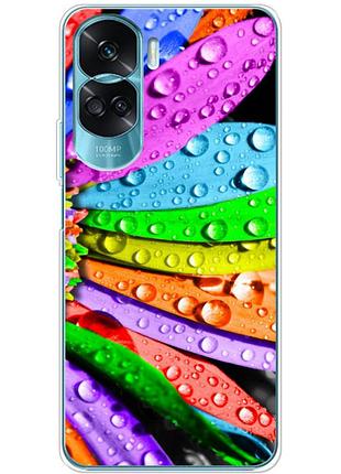 Чехол силиконовый с картинкой на huawei honor 90 lite (цветные листья)