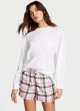 Жіноча піжама (шорти + лонгслів) victoria's secret (5419437713214) short tee-jama set l біла