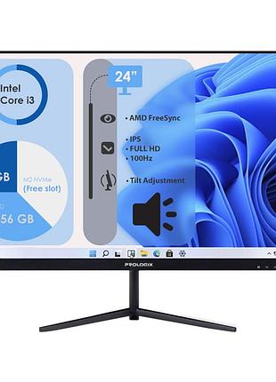 Моноблок неттоп hp prodesk 600 g3 s1151 (core i3-6100t/ddr4 8gb/ssd256gb sata/ wi-fi); монітор 24" prologix pl2424hd black