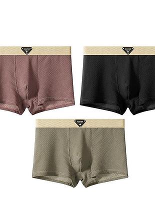 Набір чоловічих трусів боксерів lesko b6425 xl olive/black/brick red з 3 шт.
