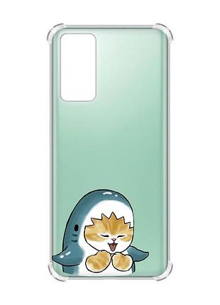 Чохол з потовщеними кутами на samsung galaxy s20 :: котик акула (принт 376)