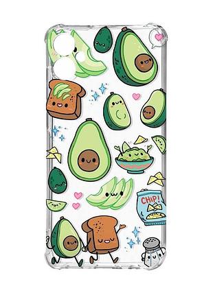 Чехол с утолщёнными углами на samsung galaxy a05 (a055) :: милашки авокадо каваи (принт 305)