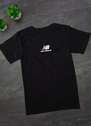 Мужская футболка new balance черного цвета, футболка предотвращает черная, базовая футболка на лето