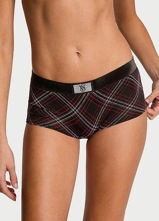 Женские трусики victoria’s secret (42112955166957) logo cotton shine patch velvet boyshort xxl черные