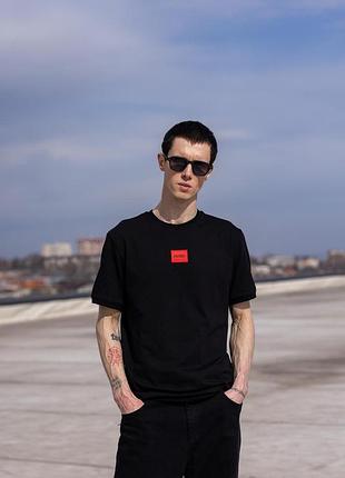 Мужская футболка hugo boss, футболка мужская хуго босс, брендовая футболка черного цвета на лето