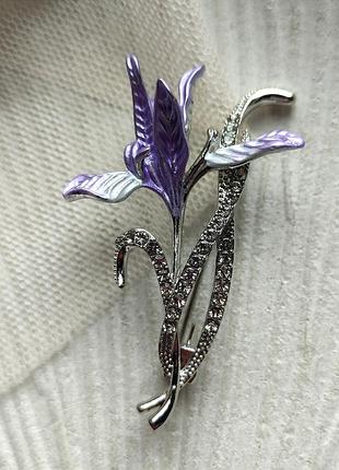 Брошь " утонченный ирис" 4,9 см, цветок, нежная