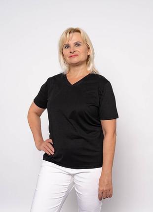 Женская футболка с v-вырезом, черный цвет, немецкое качество l