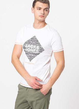 Футболка бавовняна довга чоловіча jack & jones 173046 m біла (lv2200004635774)