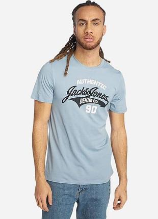 Футболка хлопковая длинная мужская jack & jones 177 375 s синяя (lv2200004725901)