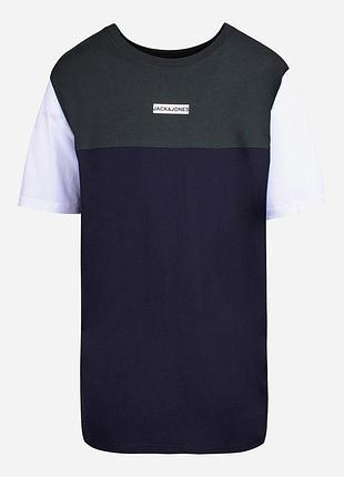 Футболка бавовняна довга чоловіча jack & jones 173032 s темно-зелена з принтом (lv2200004635088)