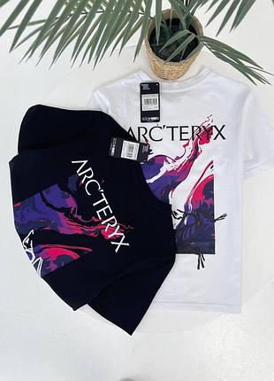 Мужская футболка arc'teryx - брендовая футболка артерикс с графическим принтом (черная, белая)