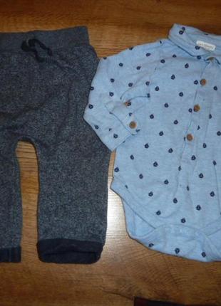 Primark трикотажные штаны на 9-12 мес рубашка, бодик  9-12
