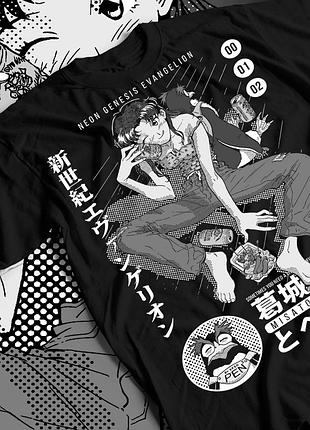 Футболка мужская аниме евангелион оверсайз (s/m/l) черний animej0018