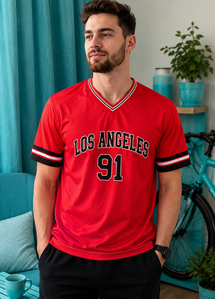 Футболка los angeles 91 красная спортивная мужская l