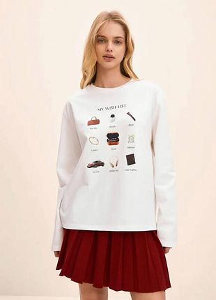 Жіночий оверсайз лонгслів з накатом "my wish list" турецький кулір