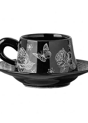 Сувенирный подарочный кофейный набор nordic miroson чашка+блюдце+подарочная коробка керамический black