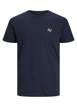 Футболка бавовняна довга чоловіча jack & jones 191659 s темно-синя (2200005067253)
