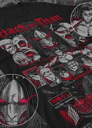 Футболка мужская аниме атака титанов оверсайз (s/m/l) черний animej0828