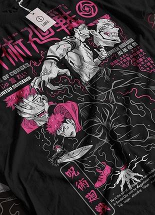 Футболка мужская аниме магическая битва оверсайз (s/m/l) черний animej1004