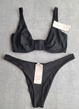 Роздільний купальник, на кісточках, чорний, 70е, 80h, плавки s, m, l, xl