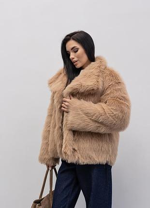 Женская зимняя шубка из искусственного меха короткая, объемная меховая куртка с утеплителем слимтекс 42–52 сахара 44, xxxl