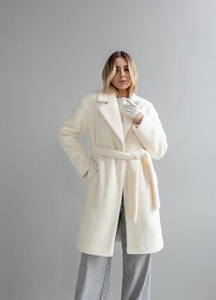 Шуба-пальто женская длинная, зимняя эко-альзак на слимтексе до -10°c, черная/молокко, размеры 42-52 52, xxxl
