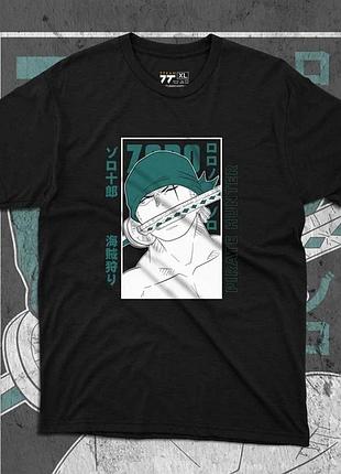 Футболка мужская с принтом ван пис zoro black размер 48 anime0195