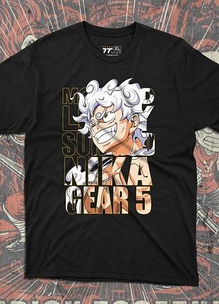 Футболка мужская с принтом ван пис luffy sun god nika размер 48 anime0155