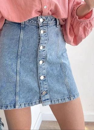 Спідниця жіноча h&m світла джинсова спідниця на ґудзиках