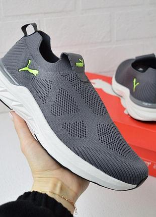 Мокасини puma gray black чоловічі, сірі із салатовим, розмір 43 (27,5 см), стильні та зручні 45
