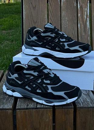 Кроссовки мужские asics gel nyc, черно-серые летние демисезонные весна-лето-осень кожа текстиль размер 41-45 новые 513-1