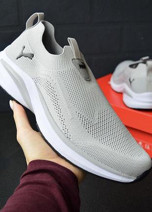 Кроссовки-мокасины puma black gray мужские, светло-серые с черным, размер 44 (28 см), стильные и удобные 42