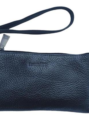 Жіноча шкіряна косметичка "bolsa" чорна