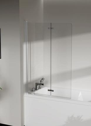 Скляна шторка для ванни avko glass rdw02-j2 50+40x140 silver