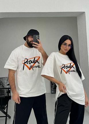 Стильная футболка unisex с накатом турецкий трикотаж кулир белый, 42/46