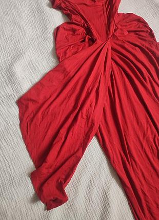 Эффектное красное платье миди/макси от asos design с корсетным акцентом и драпировкой 5