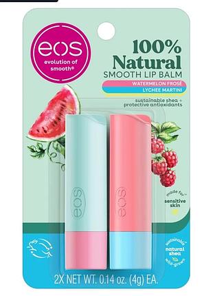Соковитий набір бальзамів для губ eos морозний кавун та лічі мартіні watermelon